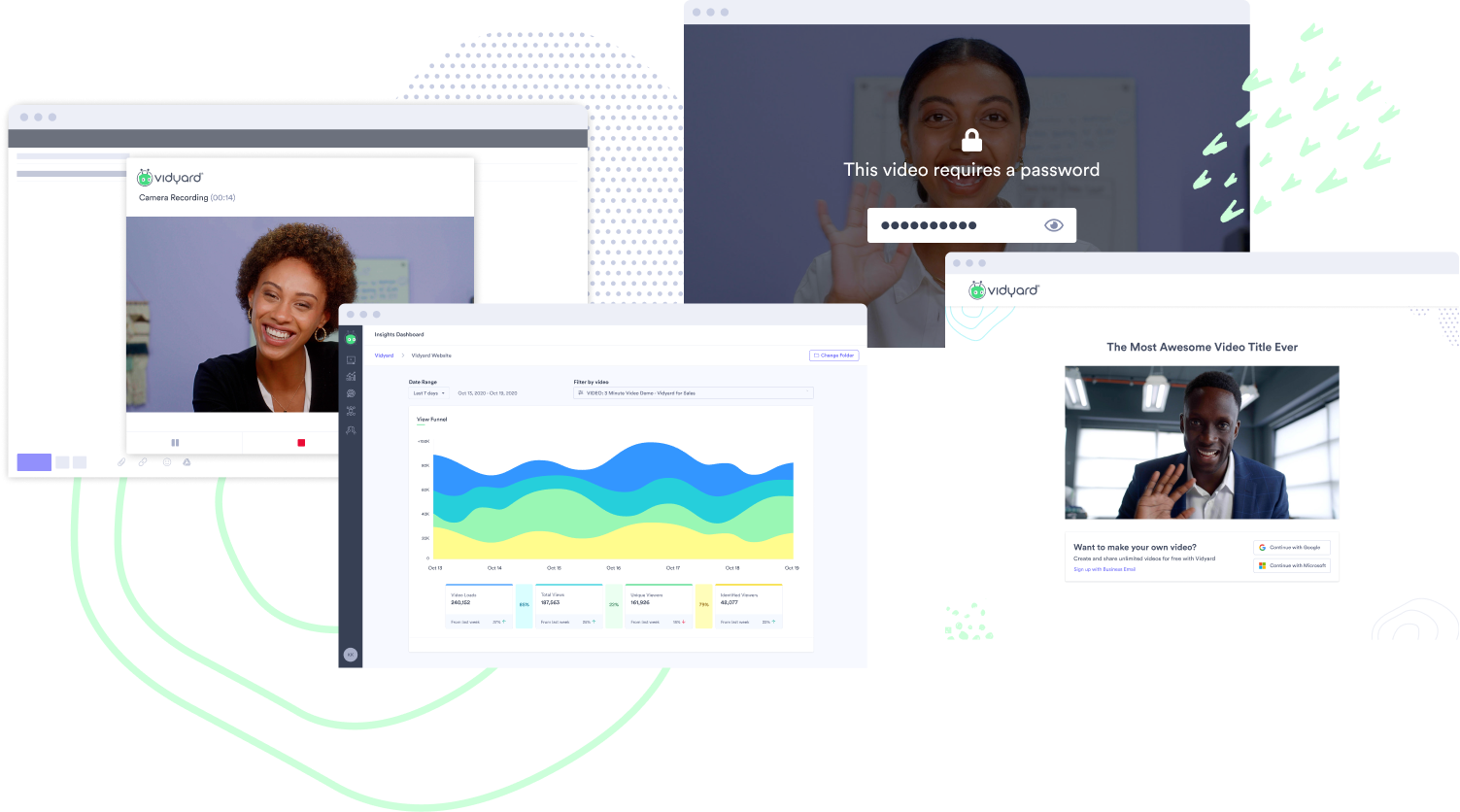 product-features group of images showing some of Vidyard's product features